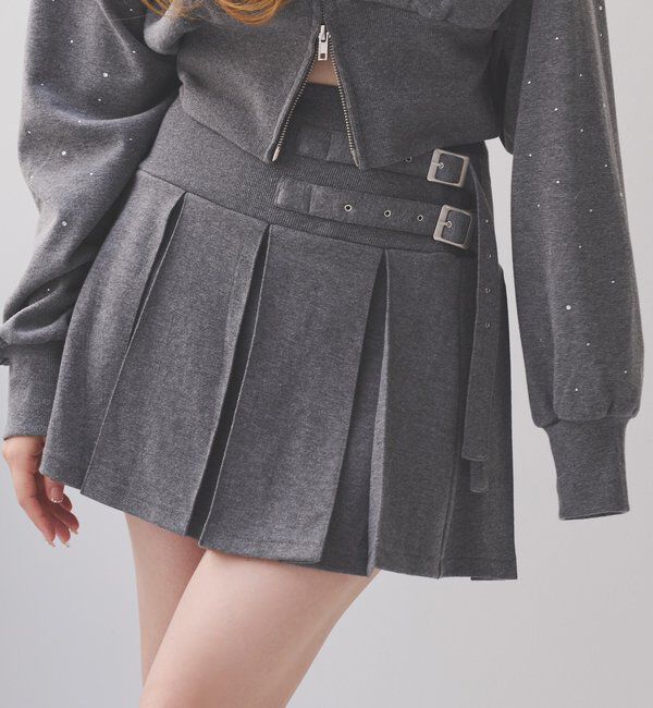  「カットミニスカート」|スカート|チャコールグレー