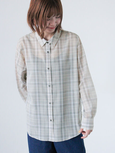 Lugnoncure「シアーチェックシャツ《2025spring catalog item》」|シャツ・ブラウス|グレー