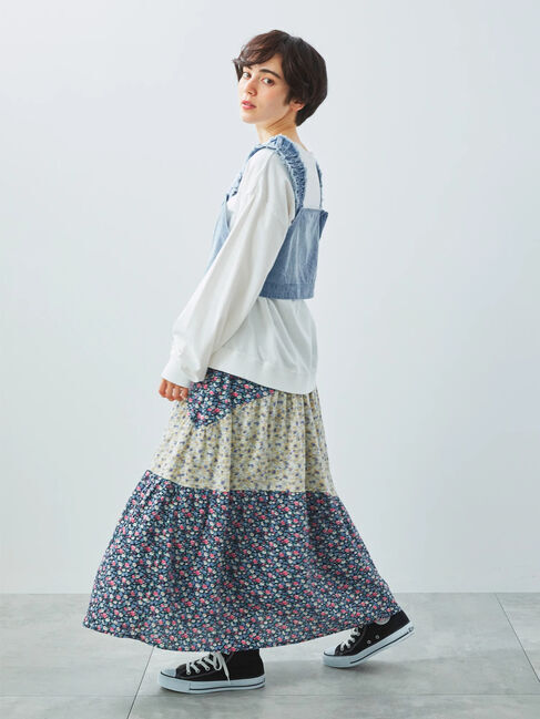 Samansa Mos2「デニム/ツイルマルチWAYフリルビスチェ」|ダウンベスト・ベスト|