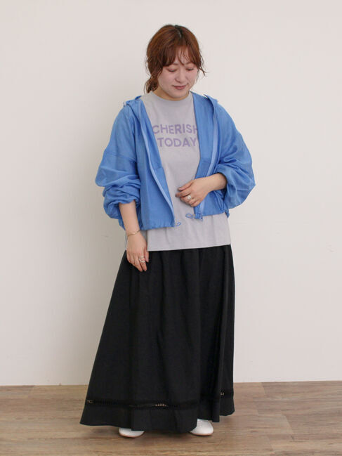 Samansa Mos2「袖口フリルメロウロゴプリントロンT」|Tシャツ・カットソー|