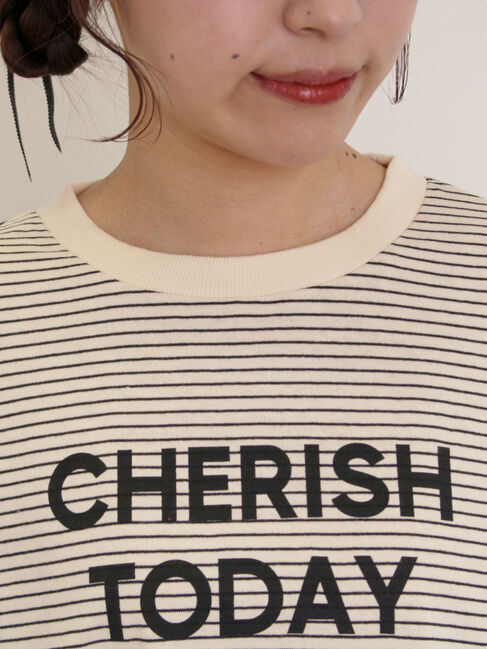 Samansa Mos2「袖口フリルメロウロゴプリントロンT」|Tシャツ・カットソー|