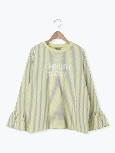 Samansa Mos2「袖口フリルメロウロゴプリントロンT」|Tシャツ・カットソー|