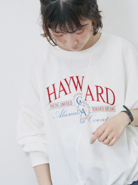 Samansa Mos2 blue「異素材切替リメイク風プルオーバー」|Tシャツ・カットソー|オフホワイト