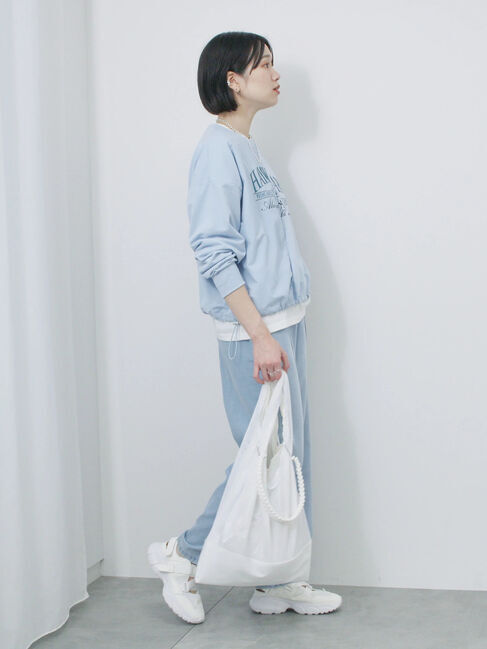 Samansa Mos2 blue「異素材切替リメイク風プルオーバー」|Tシャツ・カットソー|