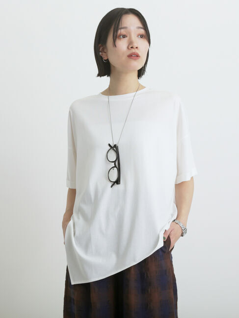 sm2rhythm「アシンメトリープルオーバー」|Tシャツ・カットソー|オフホワイト