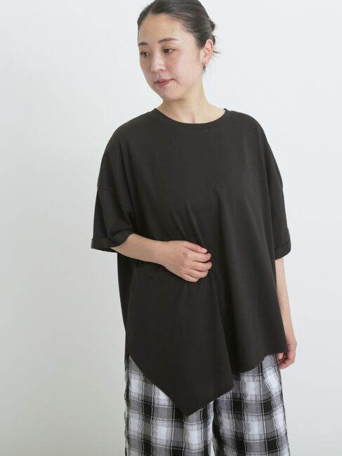 sm2rhythm「アシンメトリープルオーバー」|Tシャツ・カットソー|ブラック