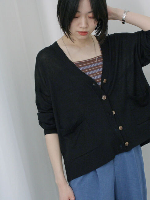 Samansa Mos2 blue「マルチボーダータンク」|Tシャツ・カットソー|