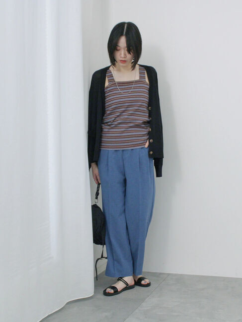 Samansa Mos2 blue「マルチボーダータンク」|Tシャツ・カットソー|