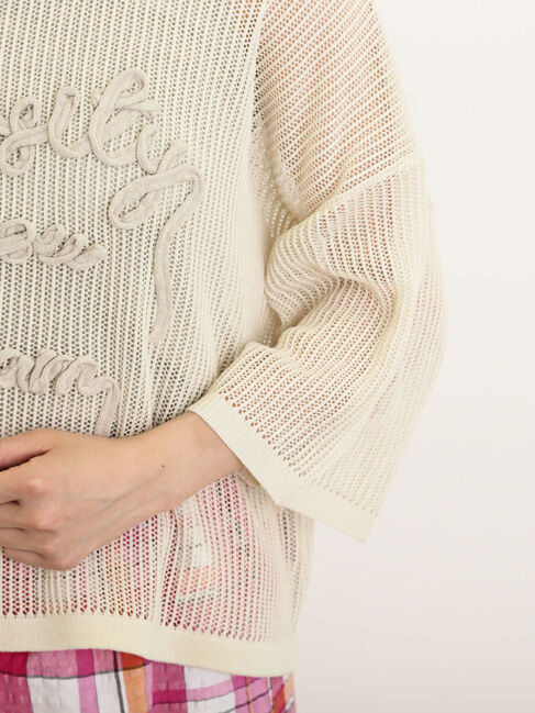 Samansa Mos2「テープロゴ刺繍ニットプルオーバー」|ニット・セーター|