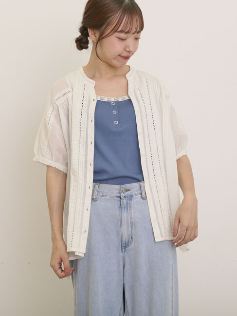 Samansa Mos2「インドピンタック+はしごレースブラウス」|シャツ・ブラウス|