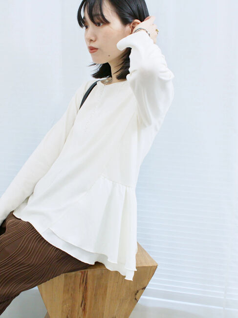 Samansa Mos2 blue「ペプラムドッキングカットソー」|Tシャツ・カットソー|キナリ