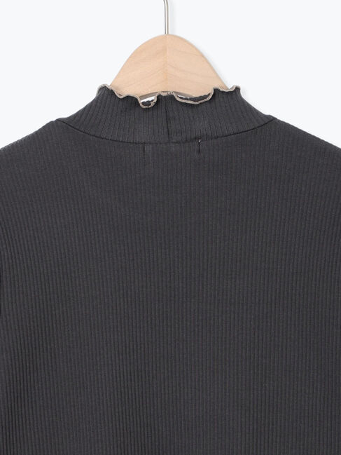 Samansa Mos2「配色メローカットリブフリルスタンドネックインナー」|Tシャツ・カットソー|