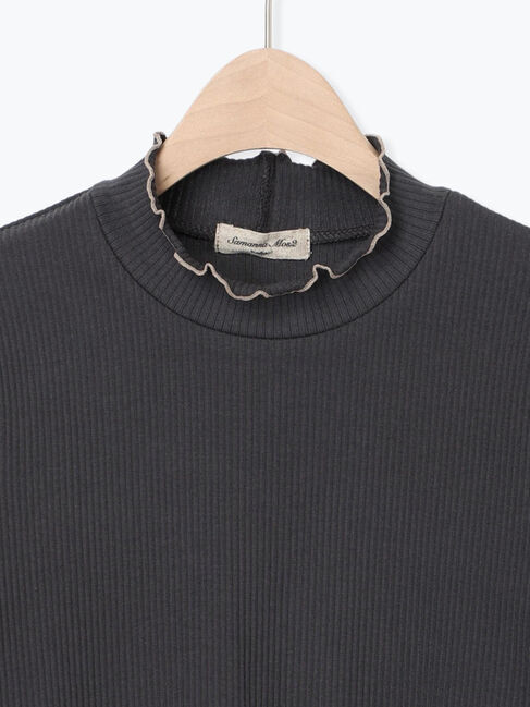 Samansa Mos2「配色メローカットリブフリルスタンドネックインナー」|Tシャツ・カットソー|