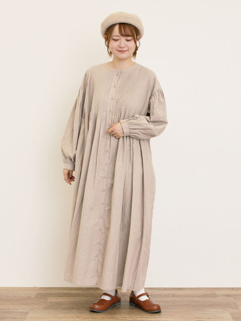 Samansa Mos2「【S/Mサイズ】綿麻/デニムピンタックワンピース」|ワンピース|