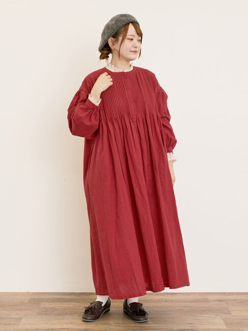 Samansa Mos2「【S/Mサイズ】綿麻/デニムピンタックワンピース」|ワンピース|