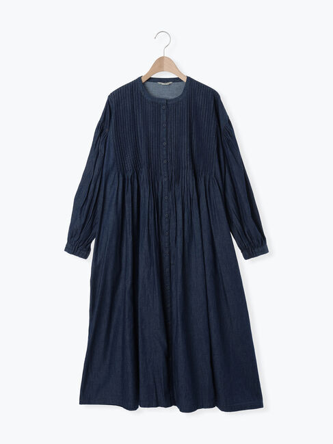 Samansa Mos2「【S/Mサイズ】綿麻/デニムピンタックワンピース」|ワンピース|
