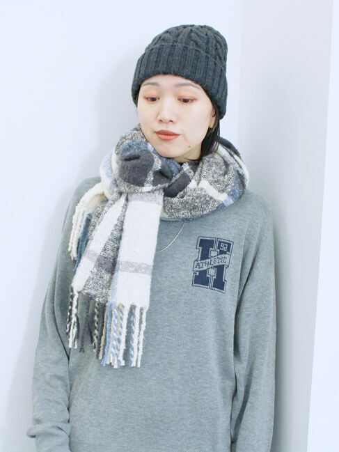 Samansa Mos2 blue「ブークレチェックマフラー」|その他|