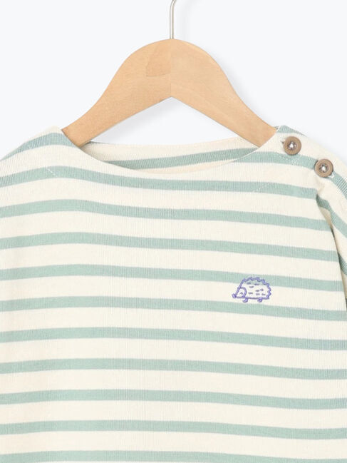 Samansa Mos2 Lagom「ハリネズミ刺繍ボーダーカットソー」|Tシャツ・カットソー|