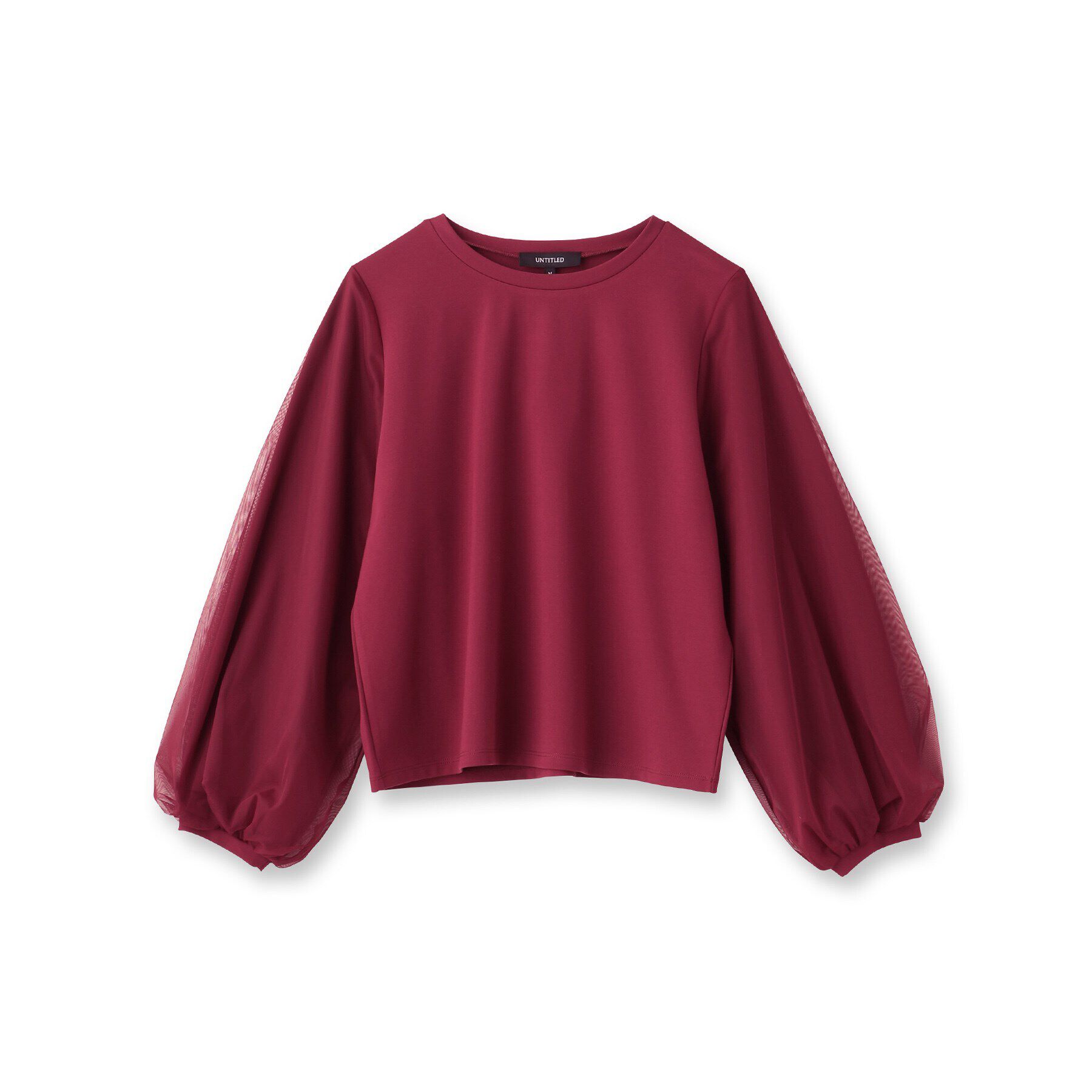 UNTITLED「【洗える/すっきり丈/きれいめ】ストレッチポンチ袖チュールカットソー」|Tシャツ・カットソー|