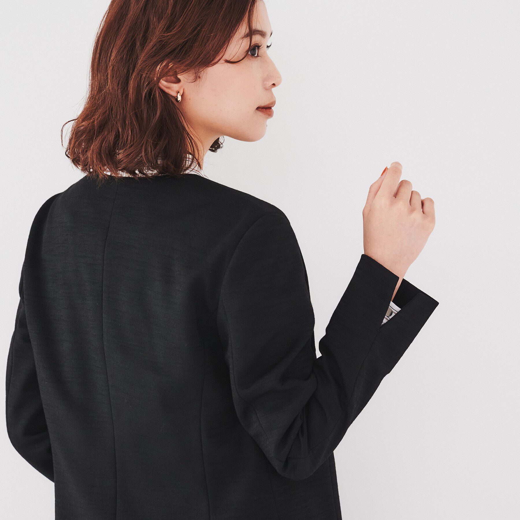 UNTITLED「【通勤スーツ】ウール混ジャージ ノーカラージャケット」|ノーカラージャケット|