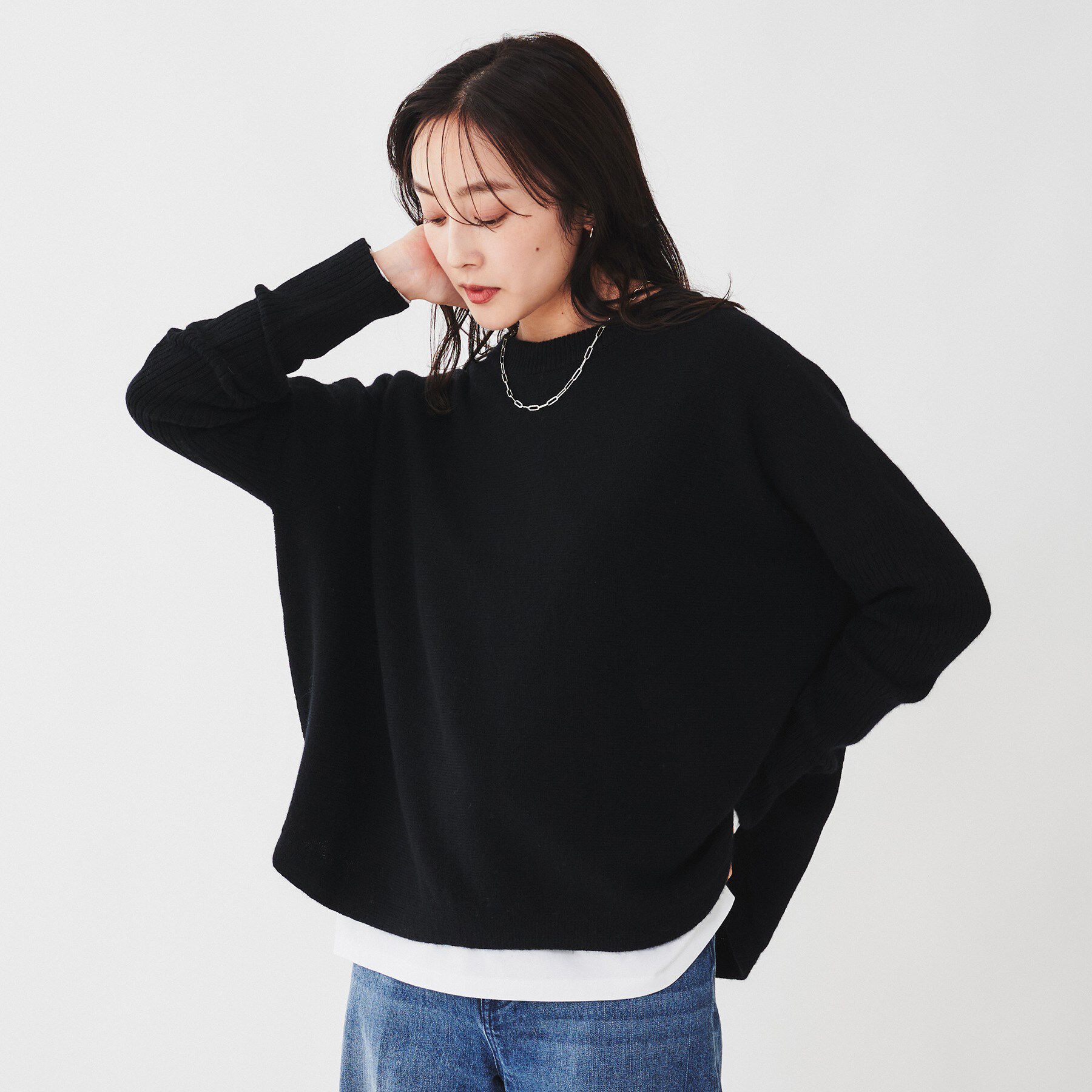 UNTITLED「ウールシルクカシミヤミックス ボートネックプルオーバーニット」|ニット・セーター|