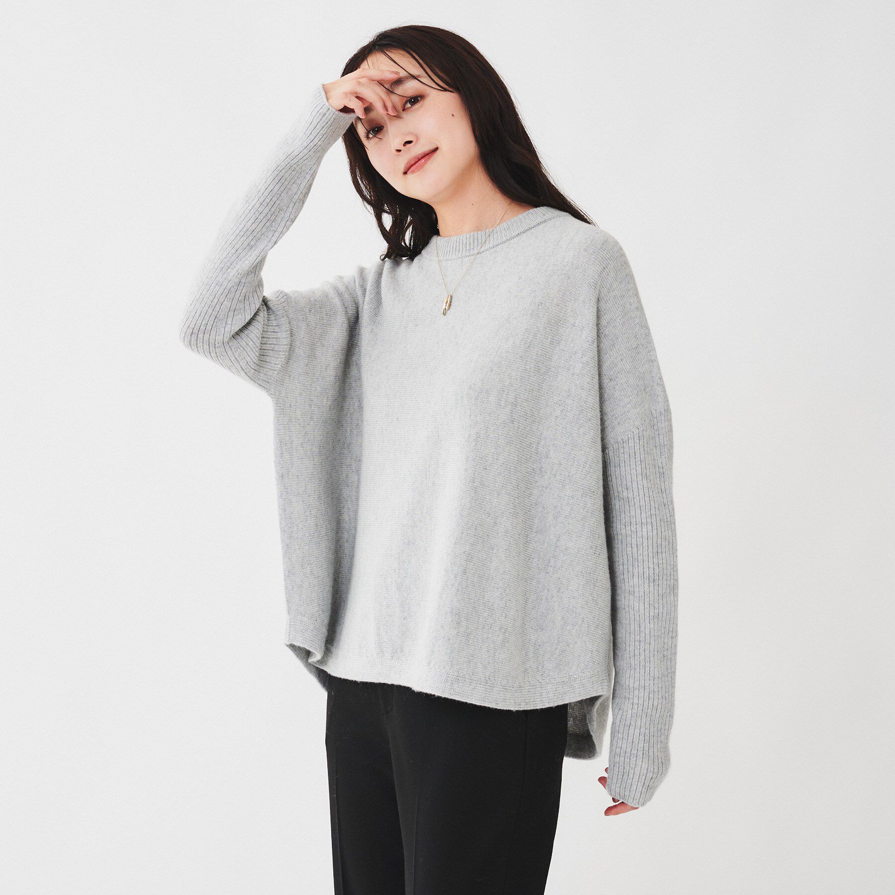 UNTITLED「ウールシルクカシミヤミックス ボートネックプルオーバーニット」|ニット・セーター|