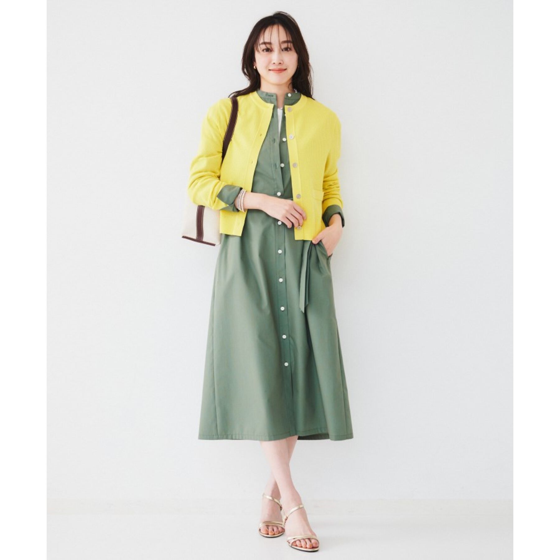 UNTITLED「バンドカラーシャツワンピース」|ワンピース|