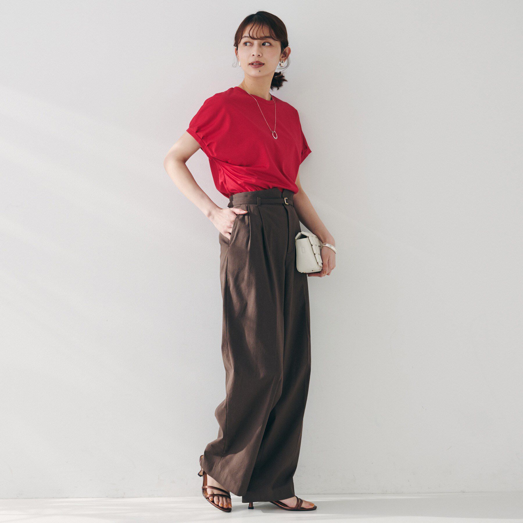 UNTITLED「【体型カバー/洗える】スリーブミニタックプルオーバー」|Tシャツ・カットソー|