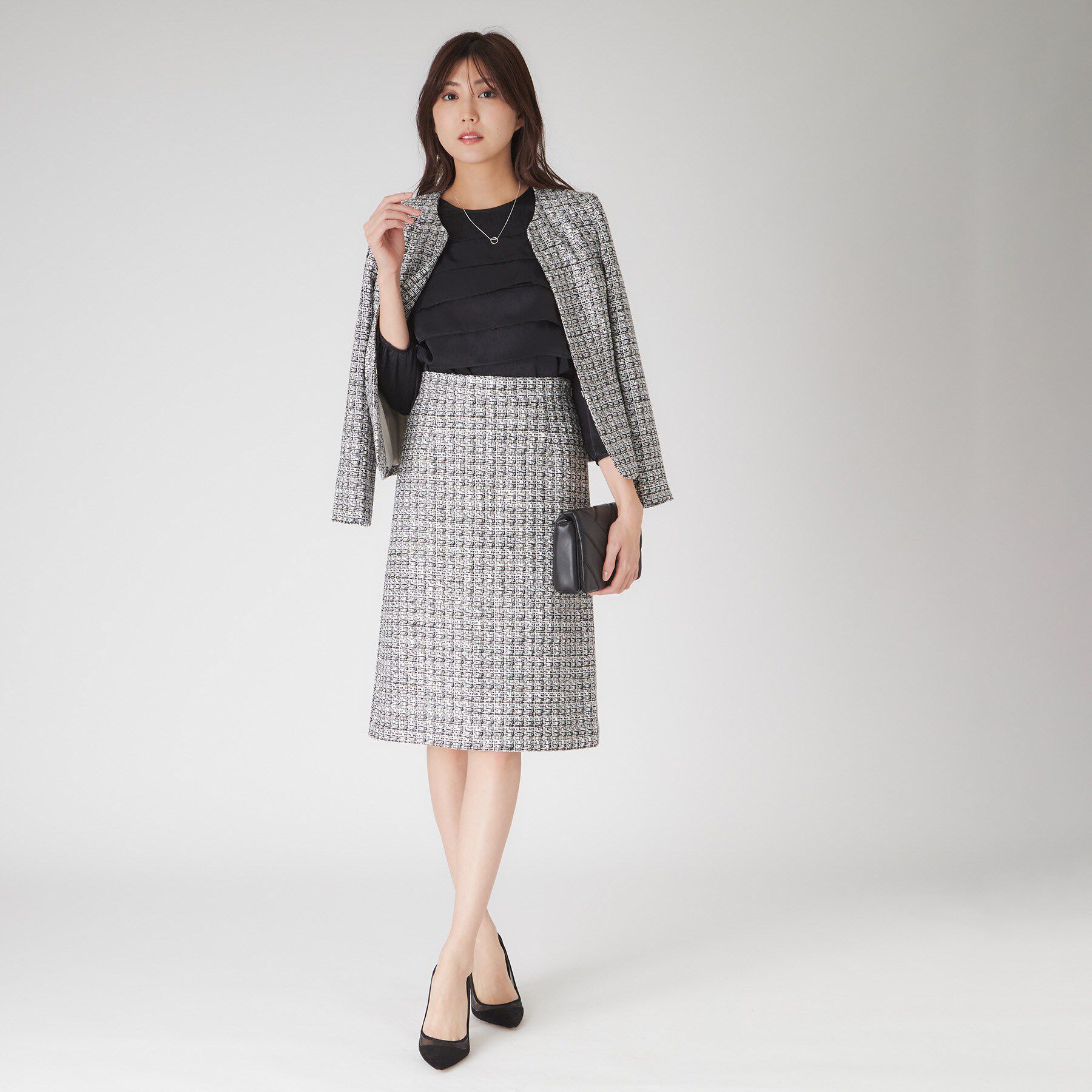 COUP DE CHANCE「【日本製】ファンシーツィードジャケット」|ノーカラージャケット|