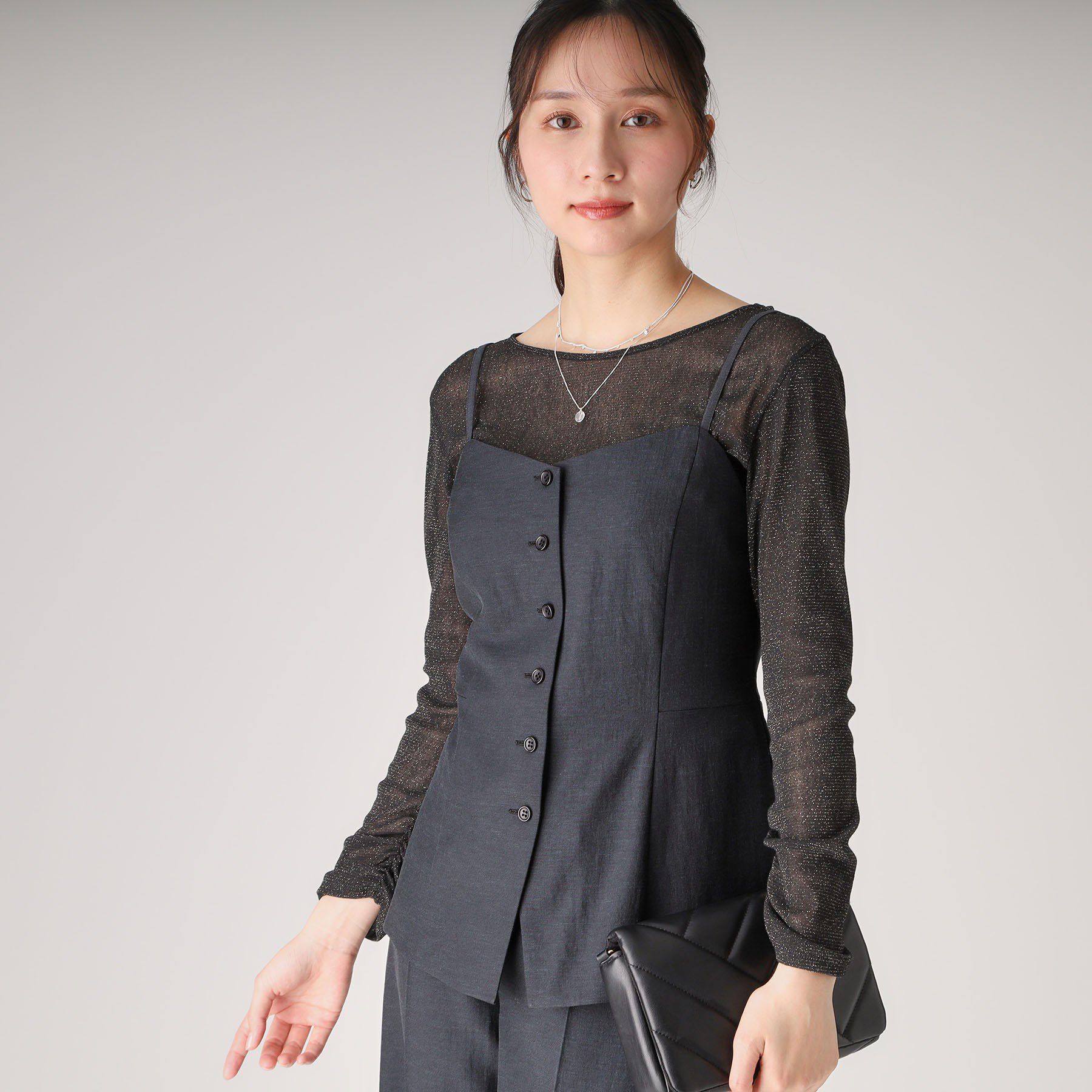 COUP DE CHANCE「【洗える／日本製】ビスチエ」|キャミソール|ブラック(019)