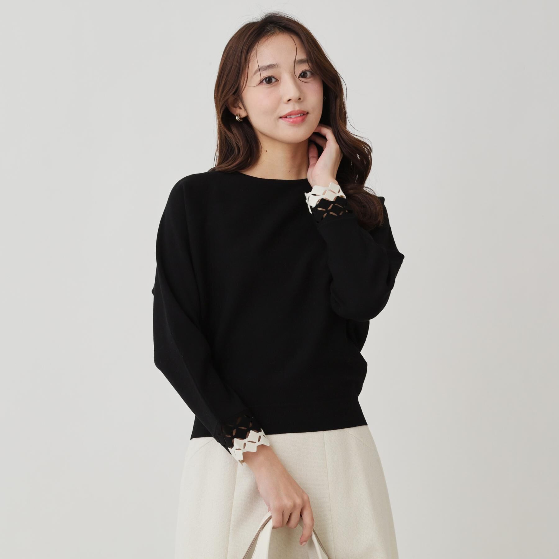 COUP DE CHANCE「【手洗い可】袖透かし柄ニットトップス」|ニット・セーター|