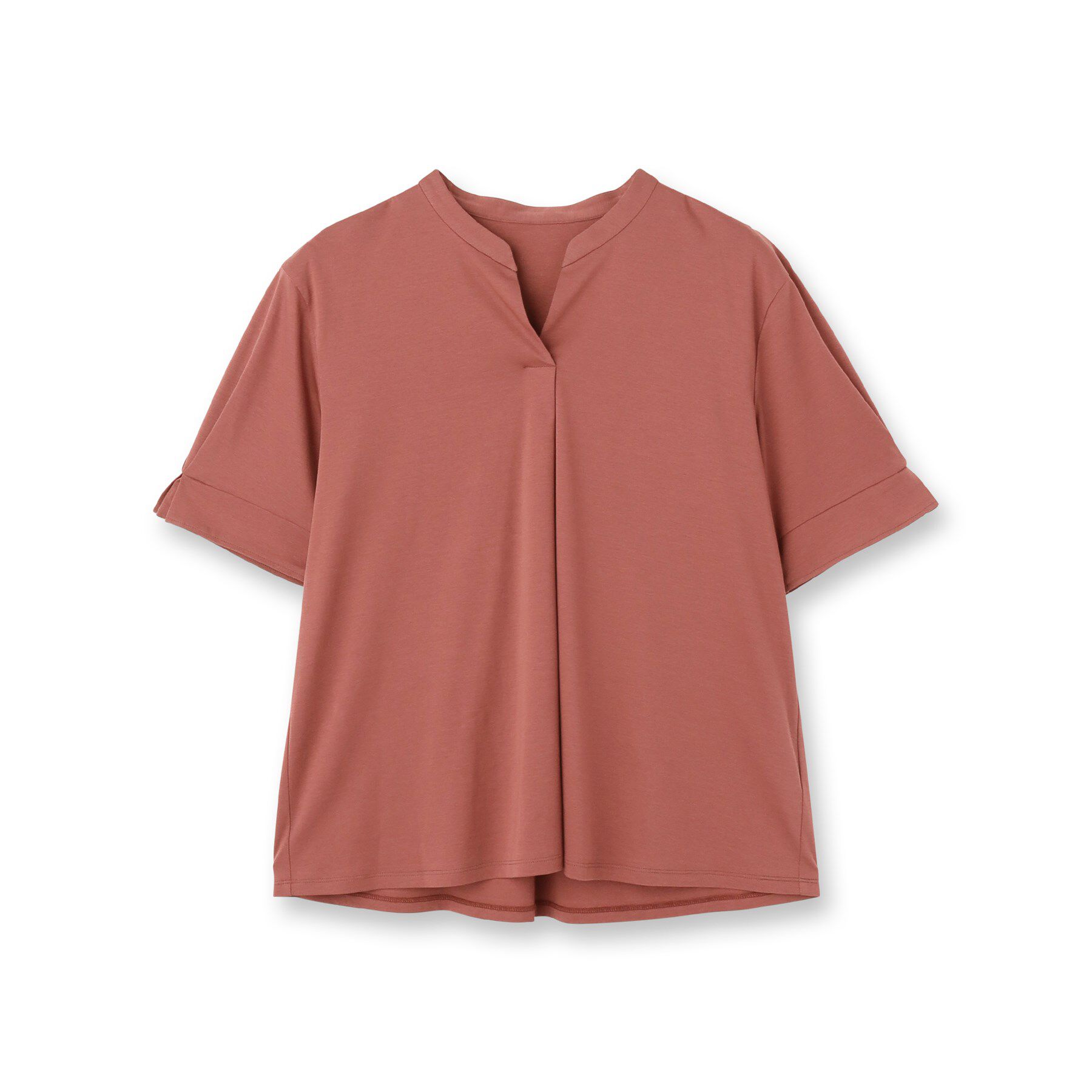 Reflect「【すっきり見え！長め丈／マシンウォッシュ可】スキッパーネックジャージトップス」|Tシャツ・カットソー|