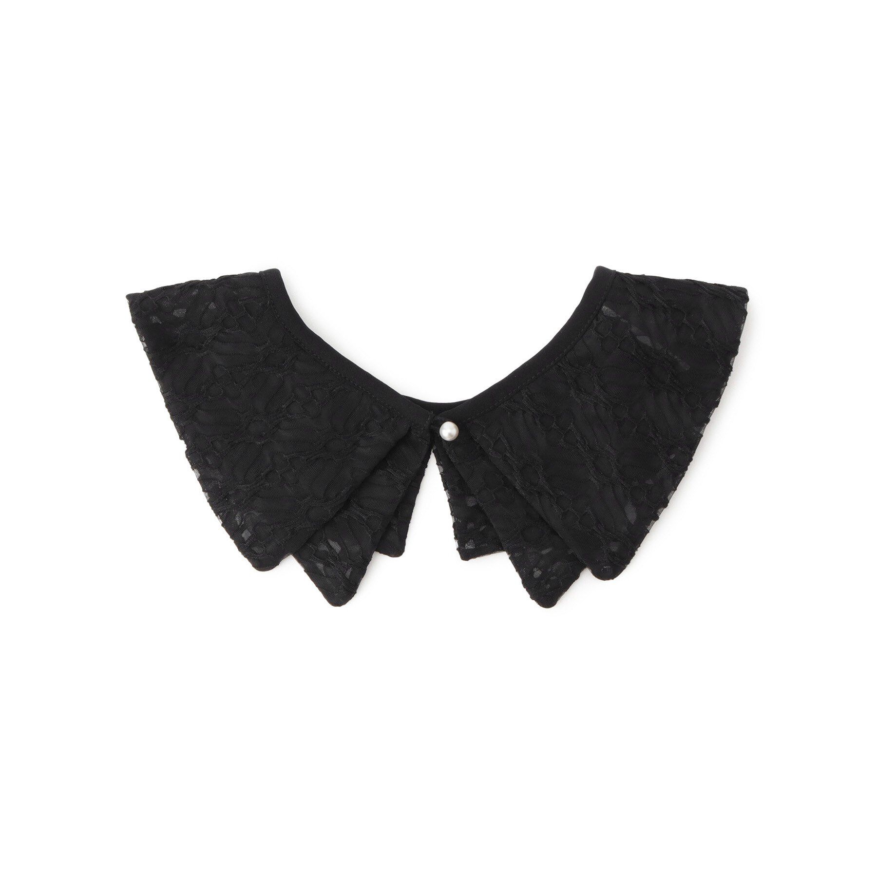 Reflect「【コーディネートのポイントに◎】パール調ボタン&times;レース付け衿」|その他|ブラック(019)