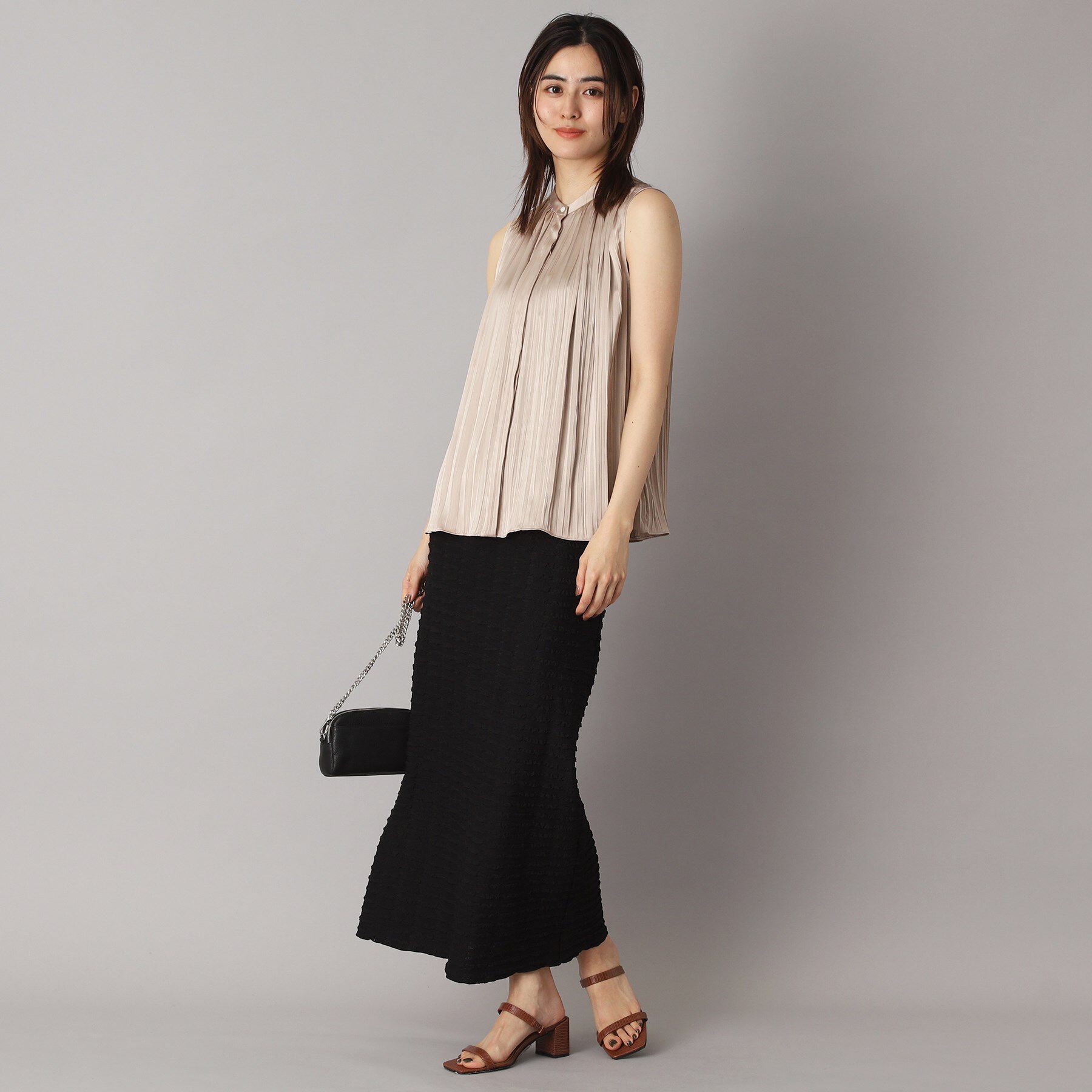 DRESSTERIOR「【洗える/きれいめ】プリーツサテンブラウス」|シャツ・ブラウス|