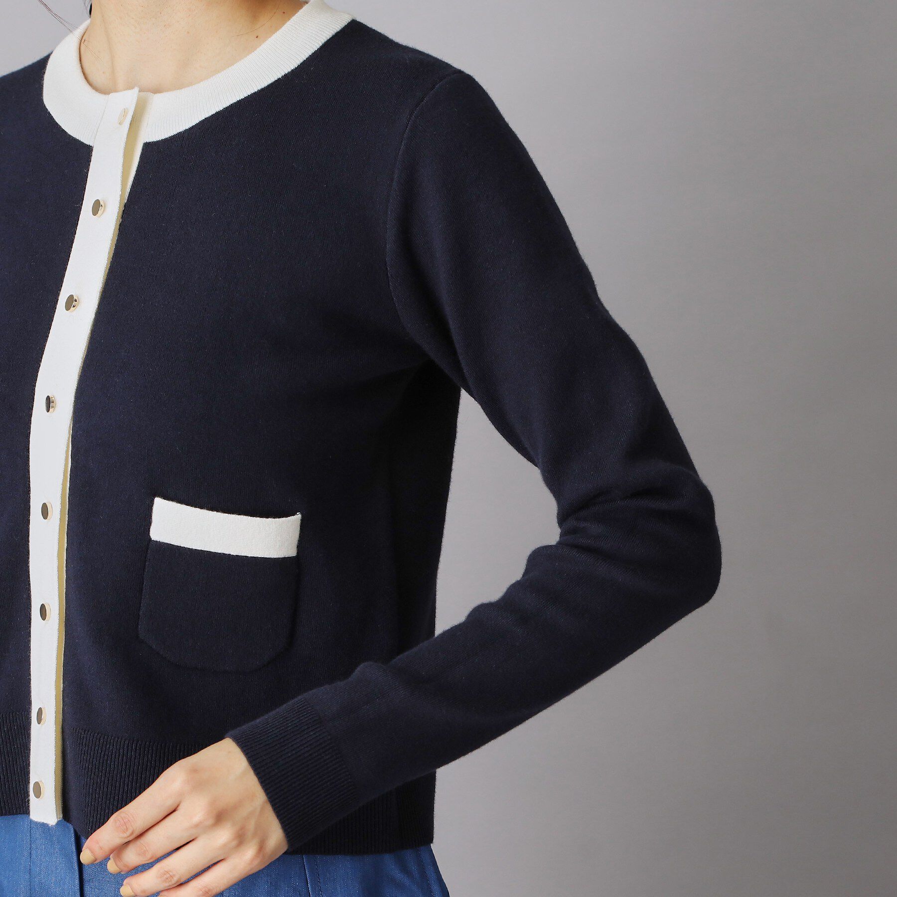 DRESSTERIOR「ウォッシャブルコットンカシミヤ配色カーディガン」|カーディガン|
