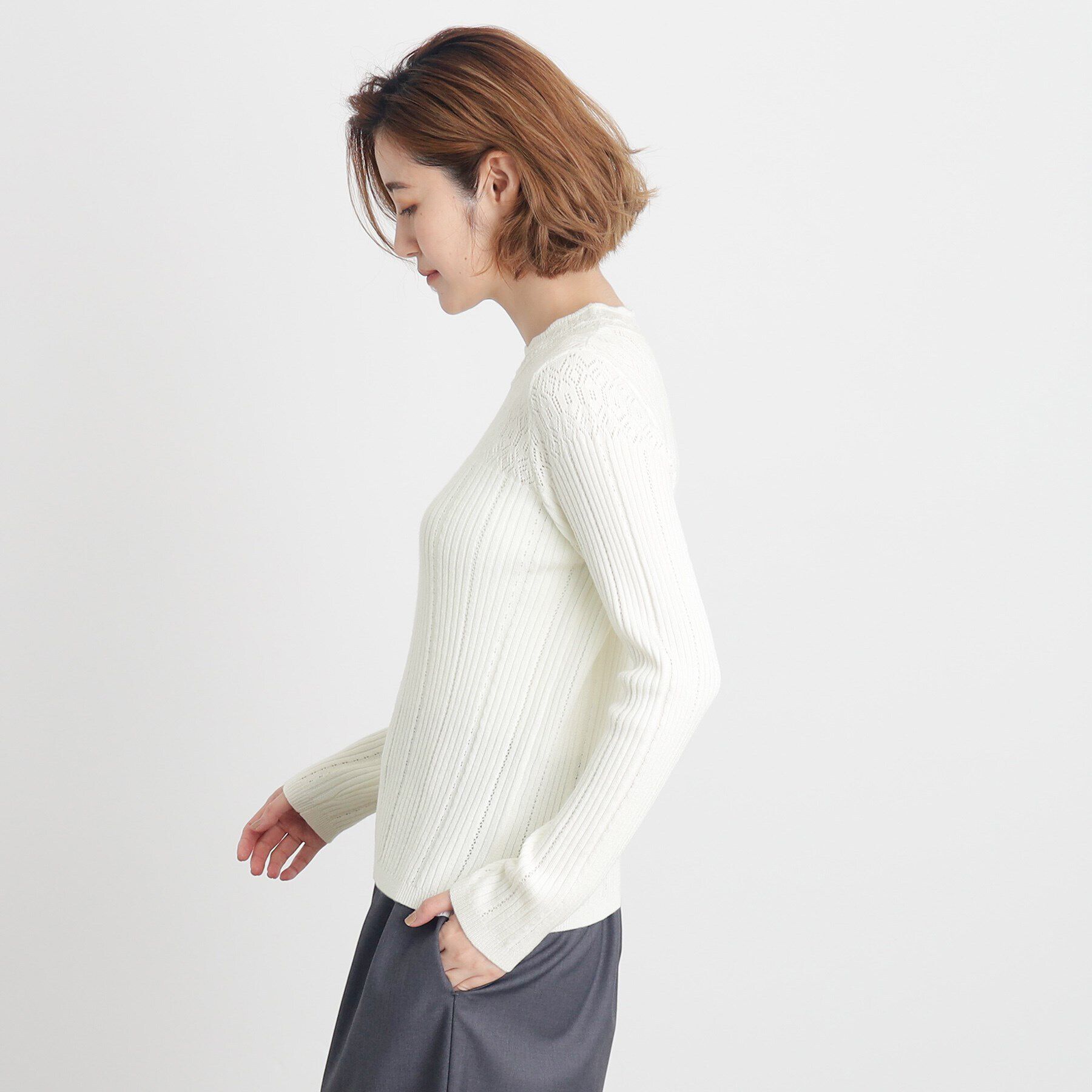 grove「レース編みリブニット」|ニット・セーター|