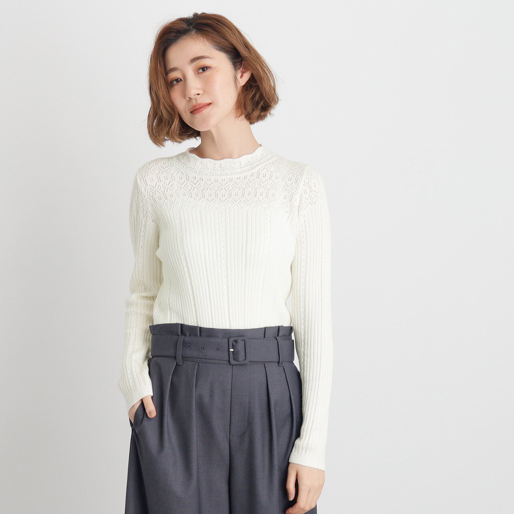 grove「レース編みリブニット」|ニット・セーター|