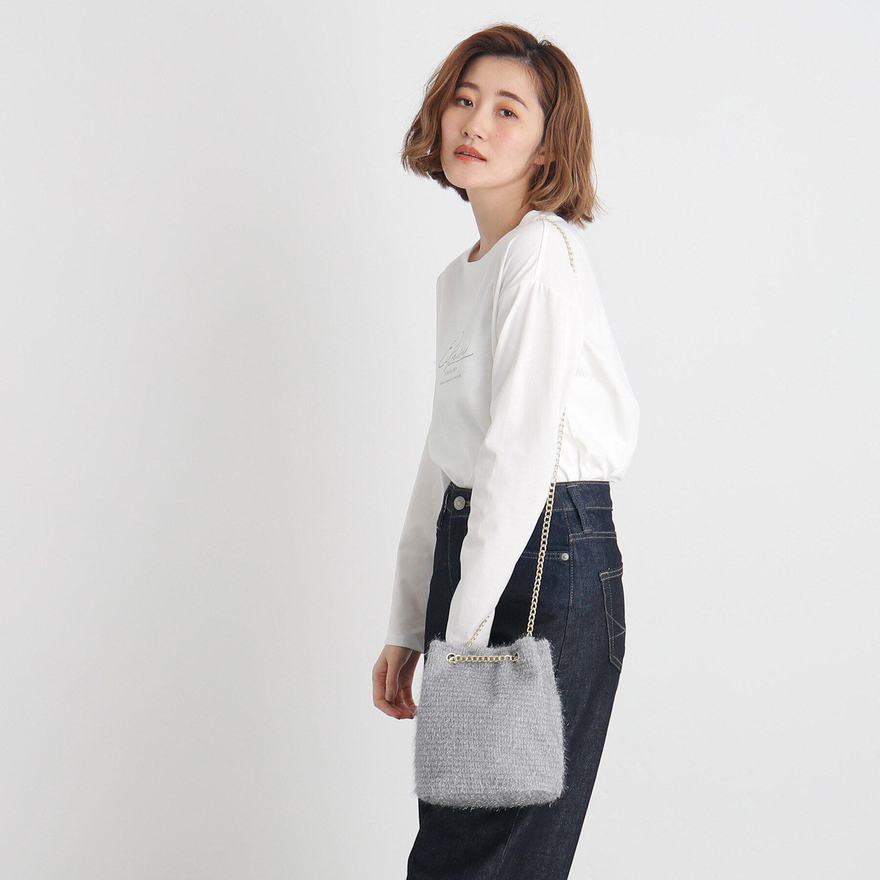 grove「【雑誌掲載】ラメニットチェーン巾着ショルダー」|ショルダー・メッセンジャー|