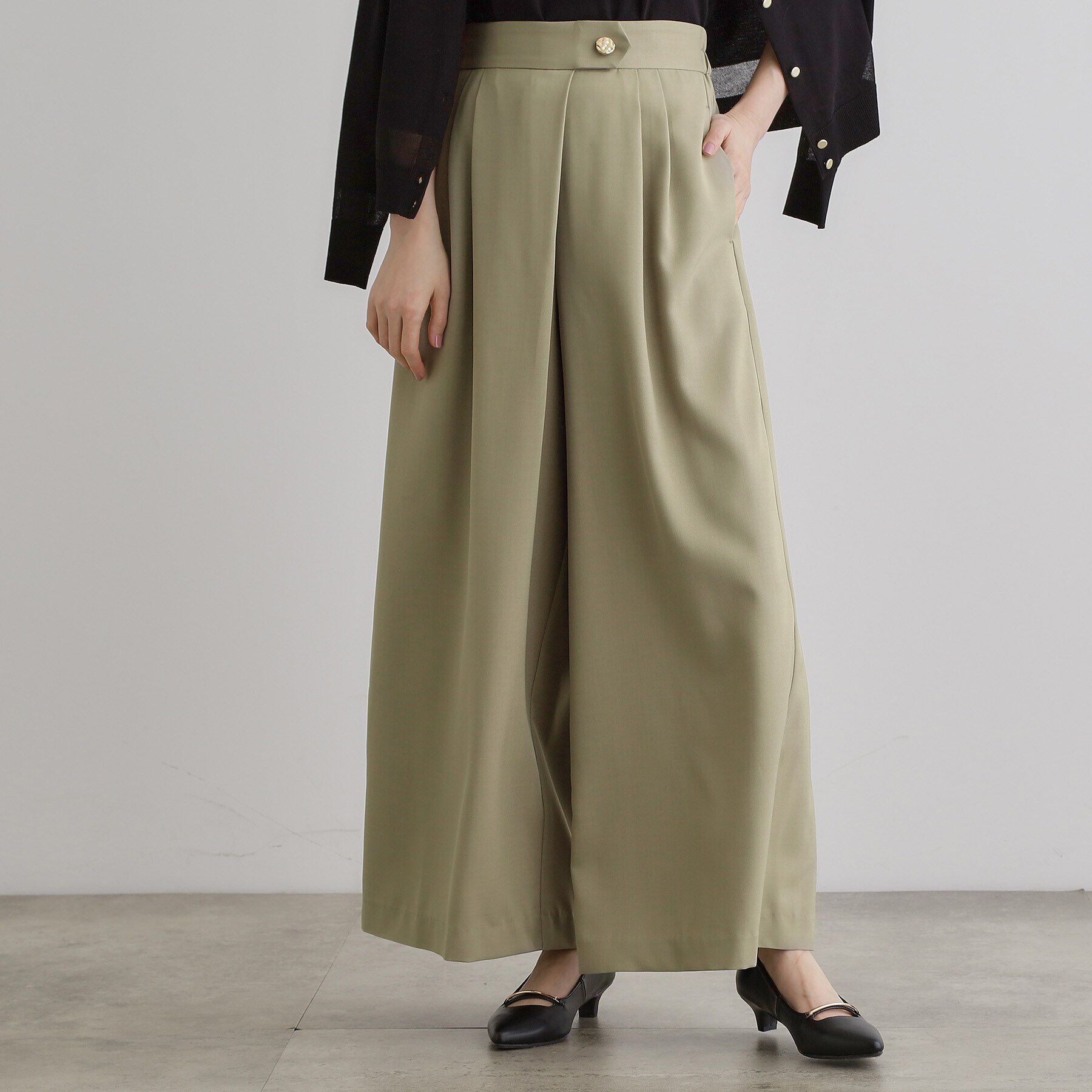 grove「エフォートレスマキシスカンツ」|その他|カーキ(027)