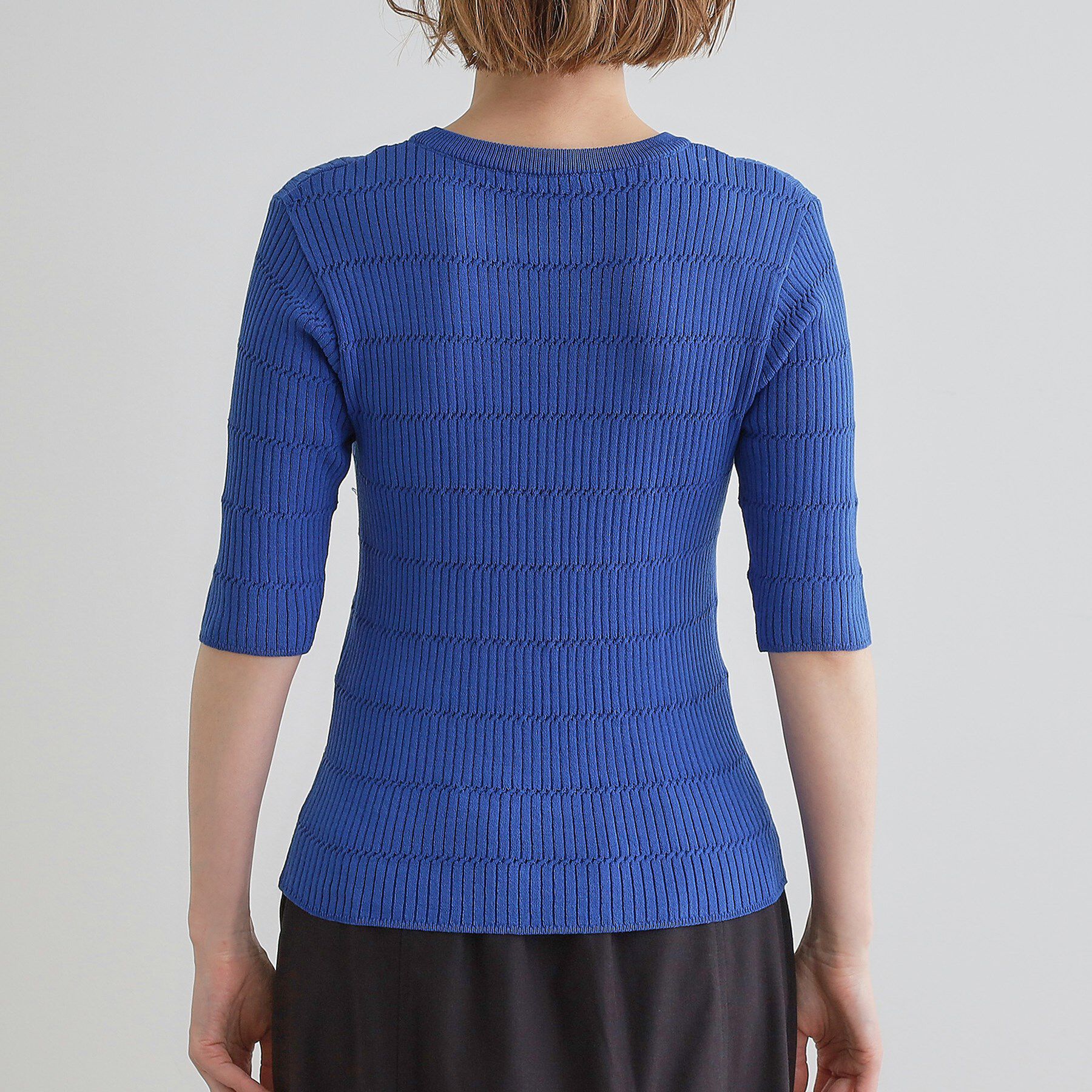 grove「地柄ボーダーリブニットプルオーバー」|ニット・セーター|