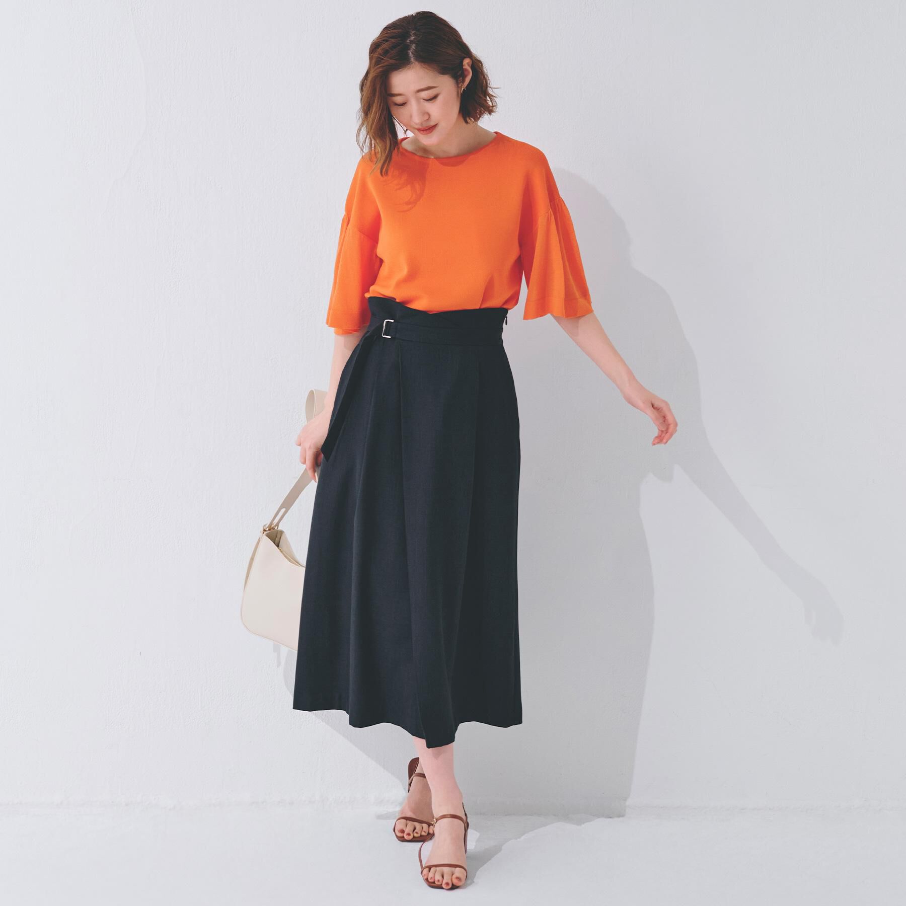 grove「【嬉しい機能付き】やわらかドライタッチシアーフレアスリーブニット」|ニット・セーター|