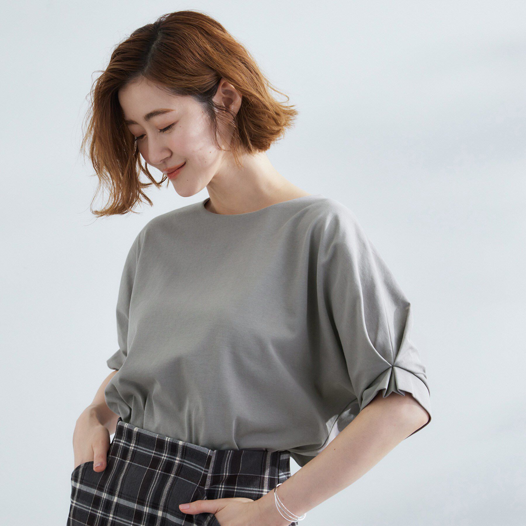 grove「【UVカット/ひんやり/二の腕カバー】タックドルマンプルオーバー」|Tシャツ・カットソー|