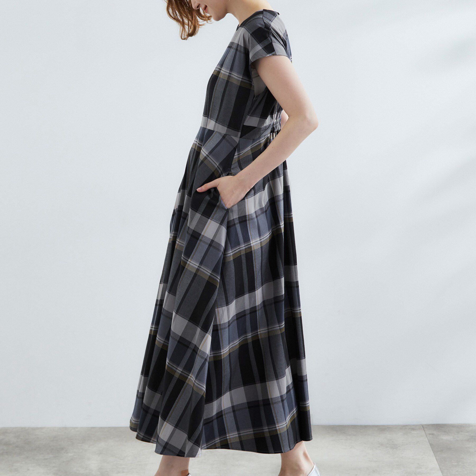 grove「秋を先取り！ビッグチェック フィット＆フレアワンピース」|ワンピース|
