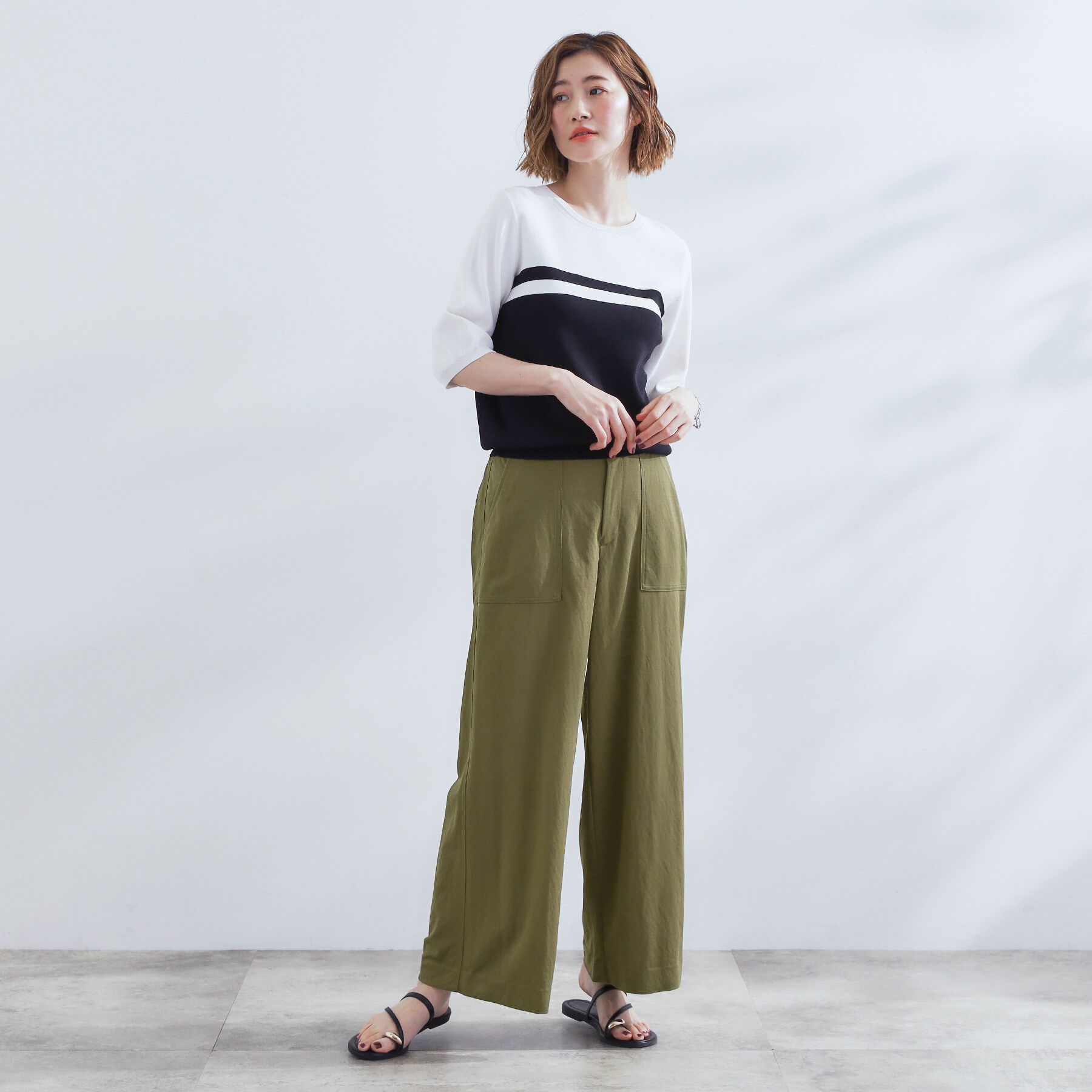 grove「【接触冷感】見た目はきちんと、着心地はらくちん クロップドベイカーパンツ」|その他|