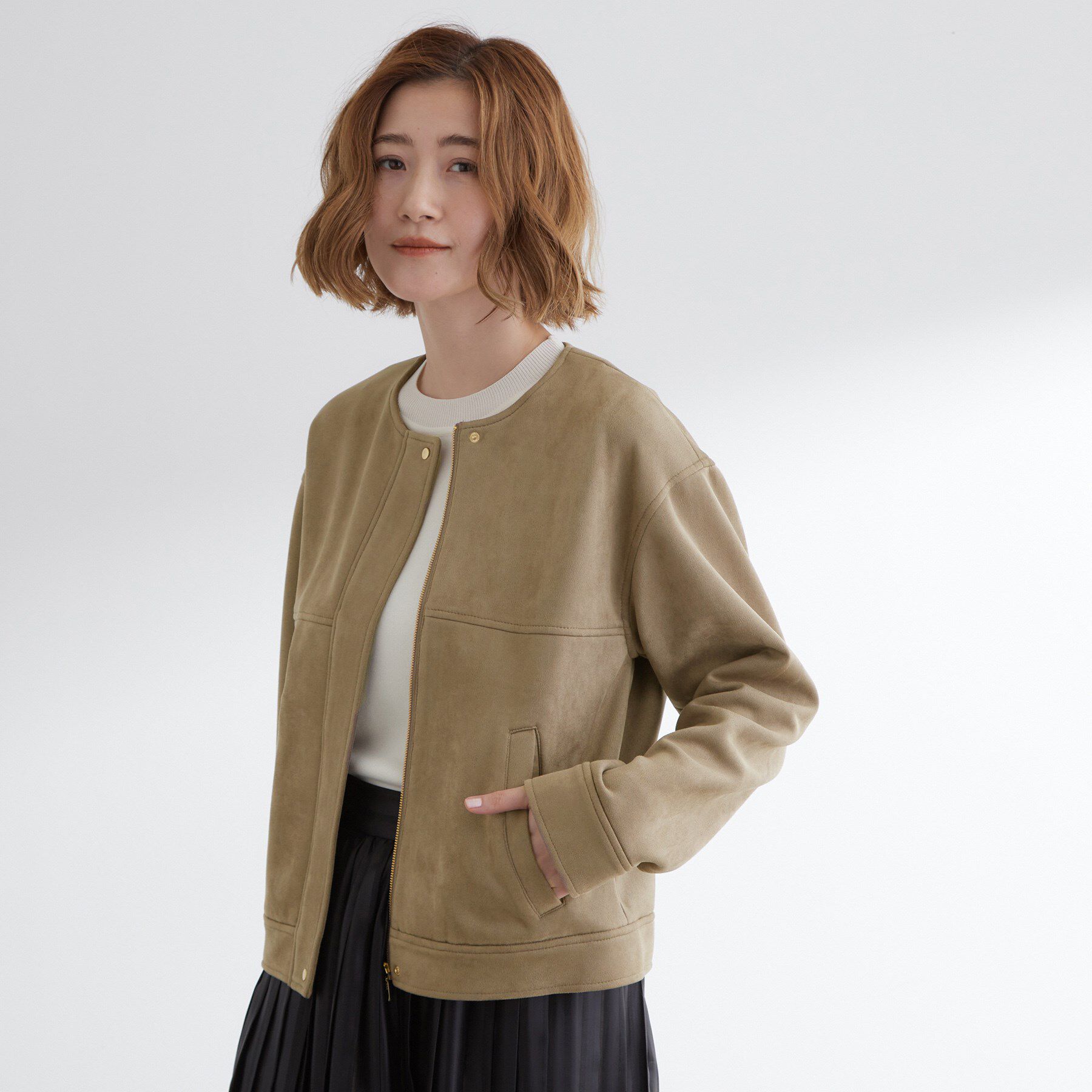 grove「日常を華やかにするスエード調ブルゾン」|ブルゾン・スタジャン|