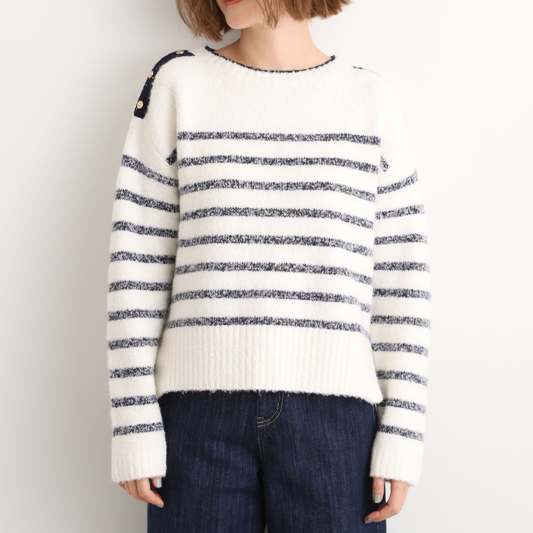 grove「ボーダーブークレーニット」|ニット・セーター|
