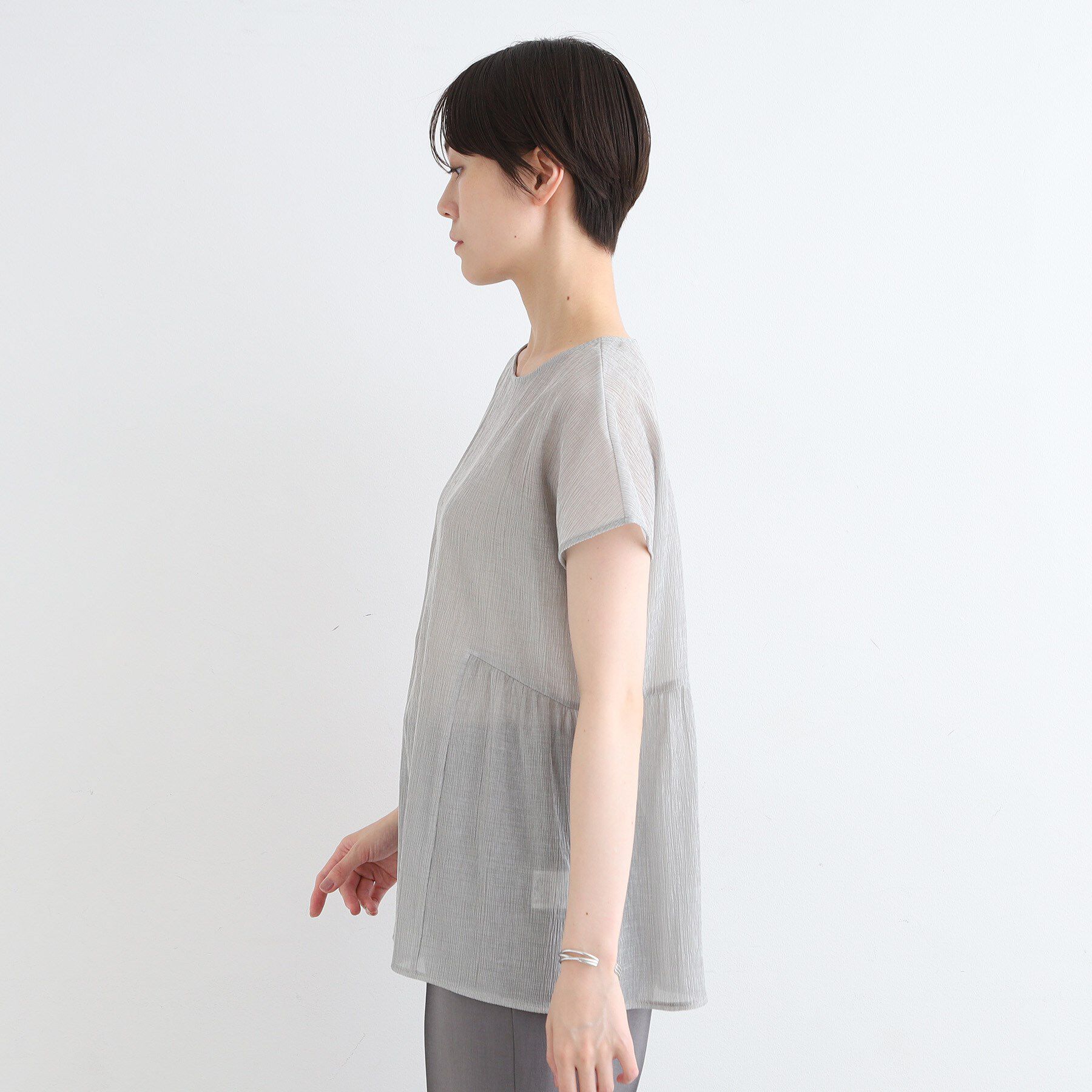 INDIVI「【洗える】ペプラム風デザインきれいめカットソー」|Tシャツ・カットソー|