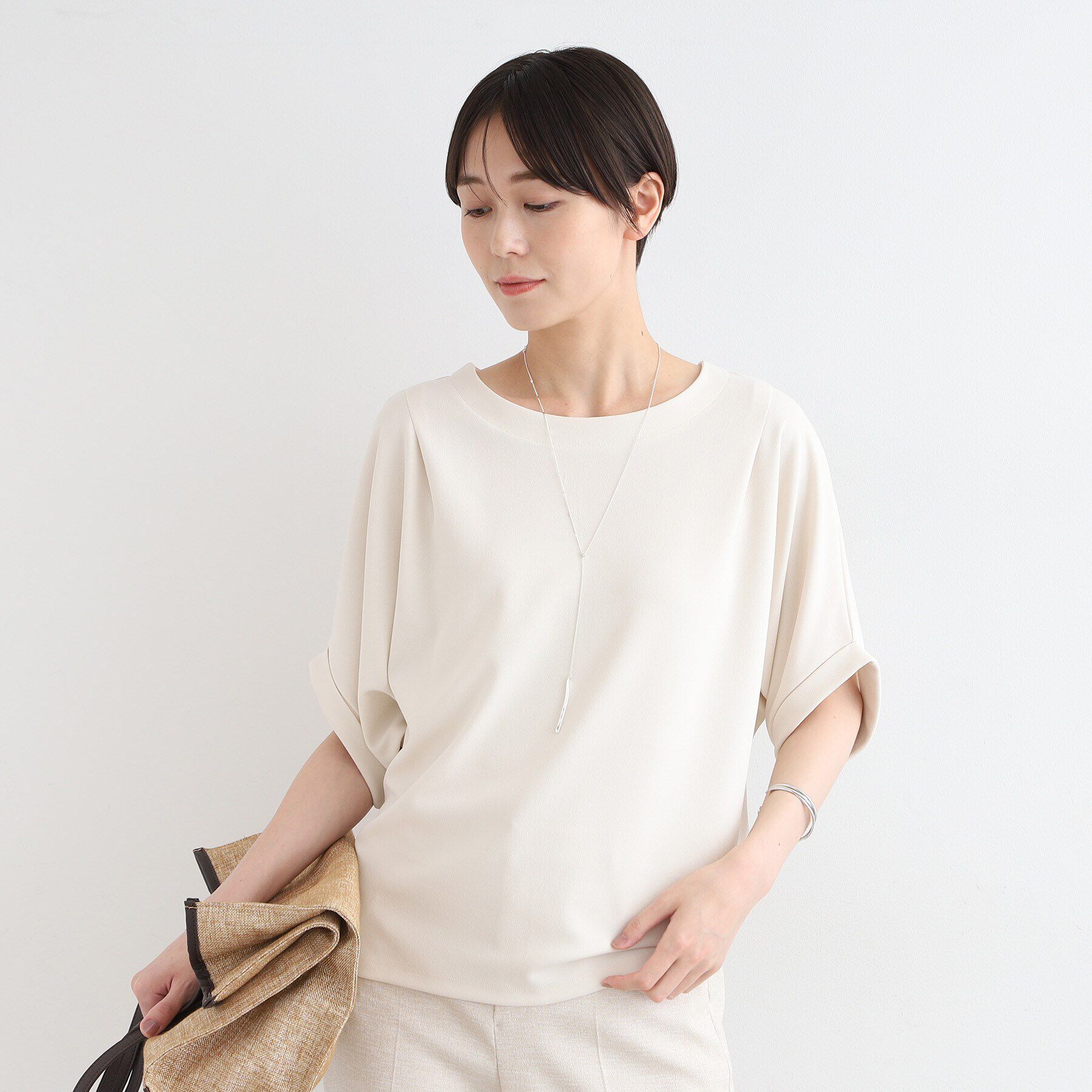 INDIVI「【洗える／UVケア】ドルマンスリーブフォルムトップス」|Tシャツ・カットソー|グレージュ(050)