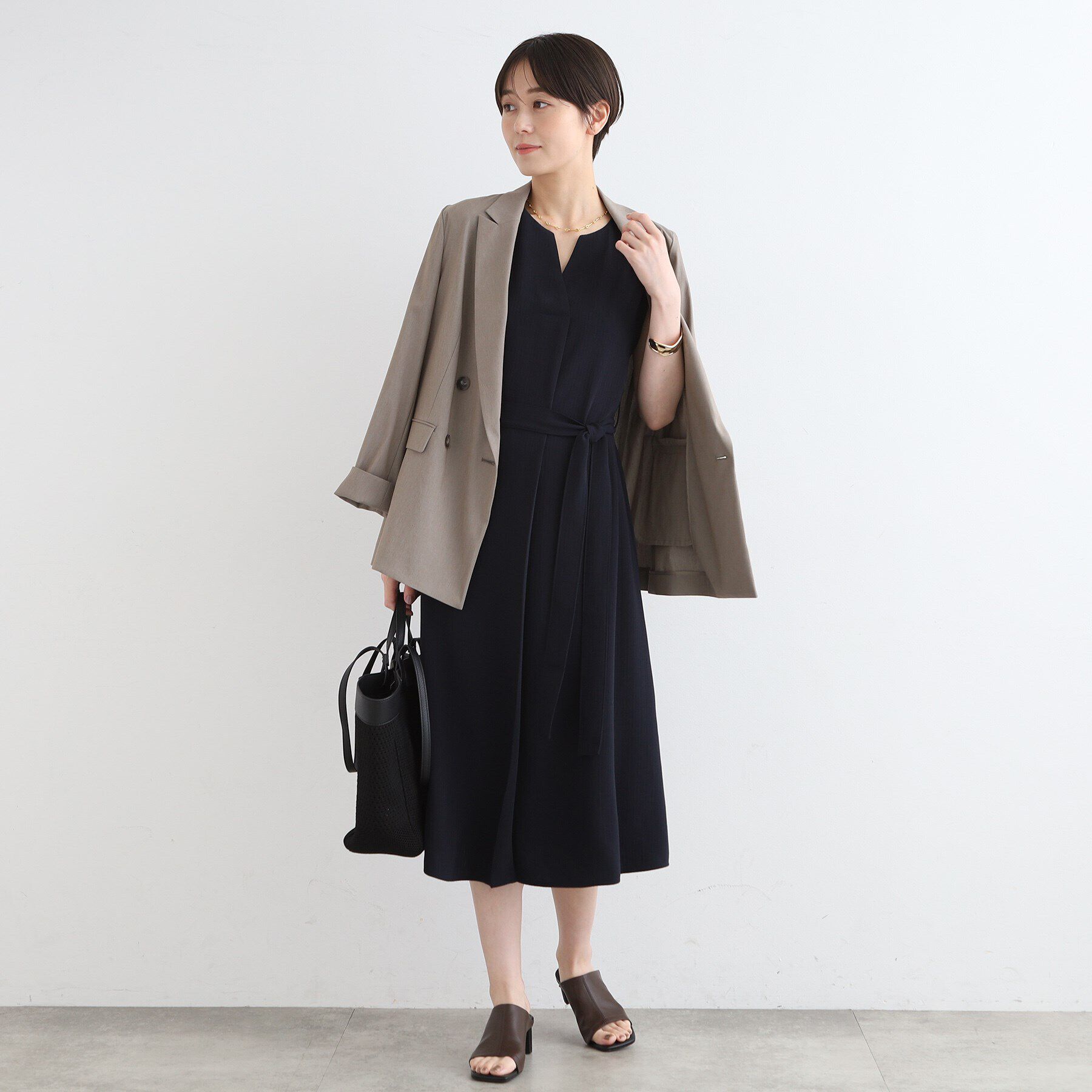 INDIVI「【洗える／UVケア／接触冷感／吸水速乾】ジレ風デザインワンピース」|ワンピース|