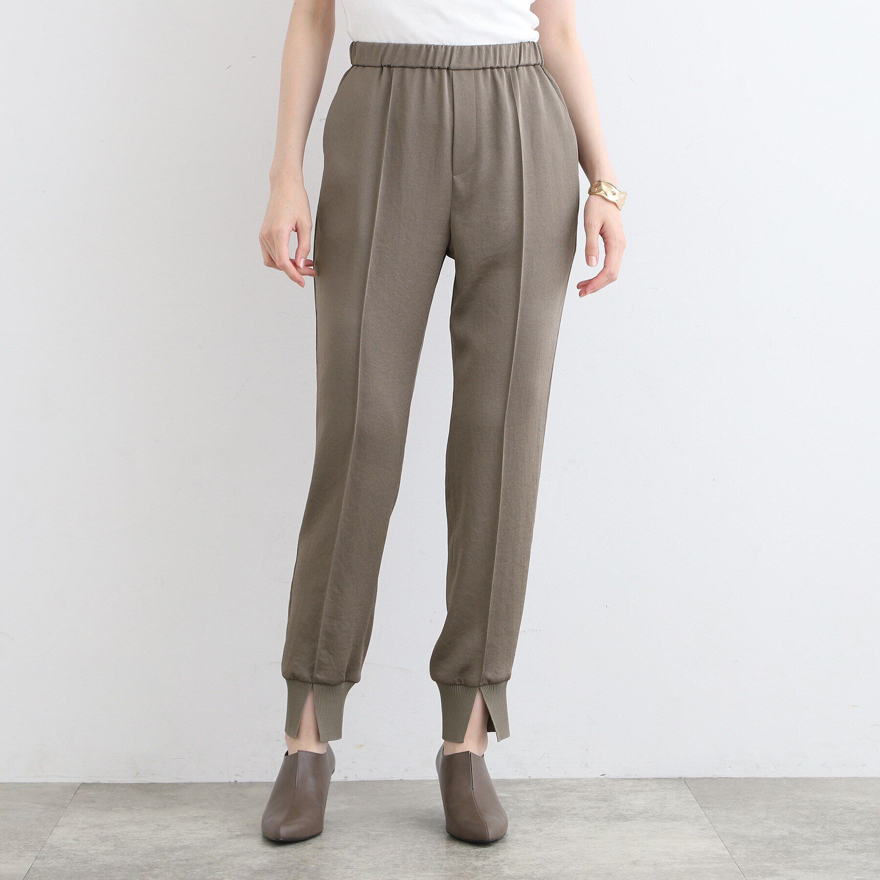 INDIVI「【こなれSETUP／洗える／サテン】ジョグパンツ」|その他|